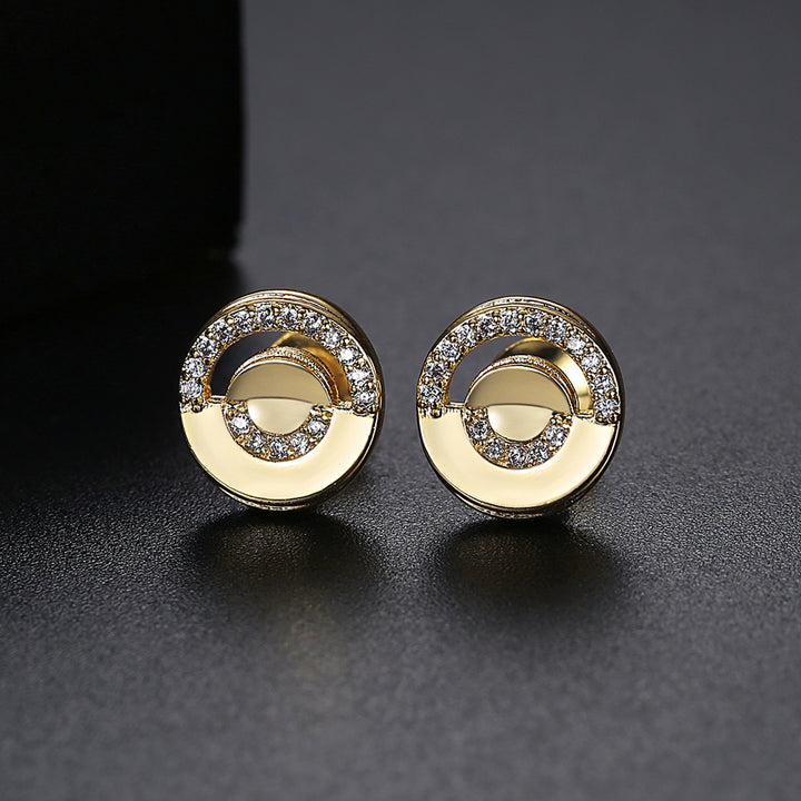 18K Gold Cubic Zircon Stud Earrings