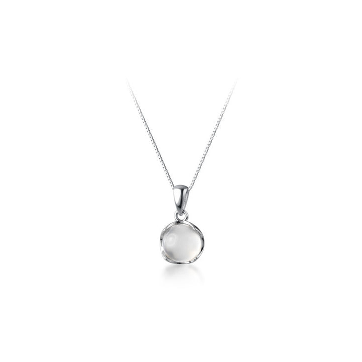 925 Sterling Silver Simple Style Round Stone Chain Necklace