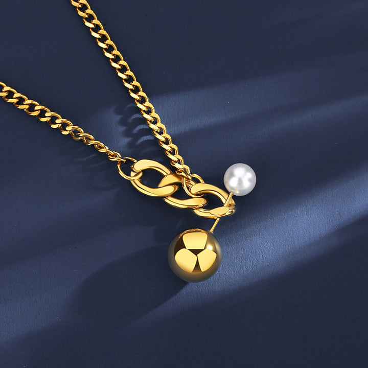 Simple Style Stainless Steel Ball Pearl Pendant Charm Necklace