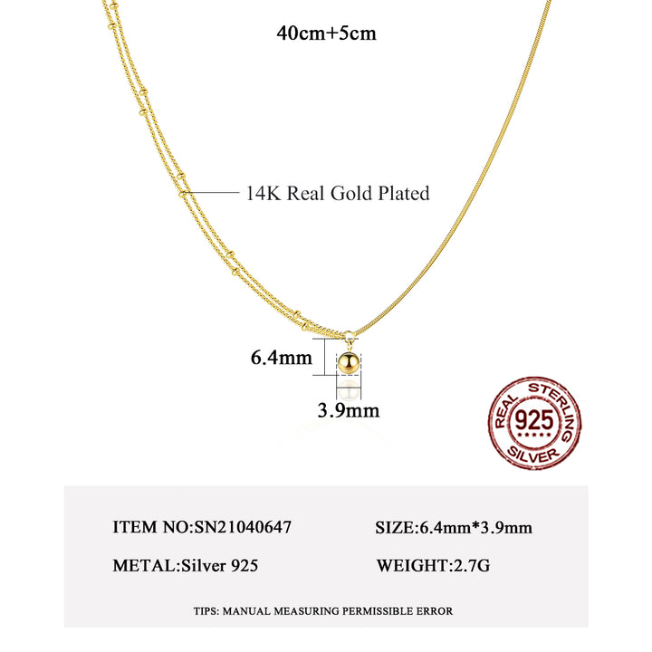 925 Silver Gold Plated Chain Simple Necklace