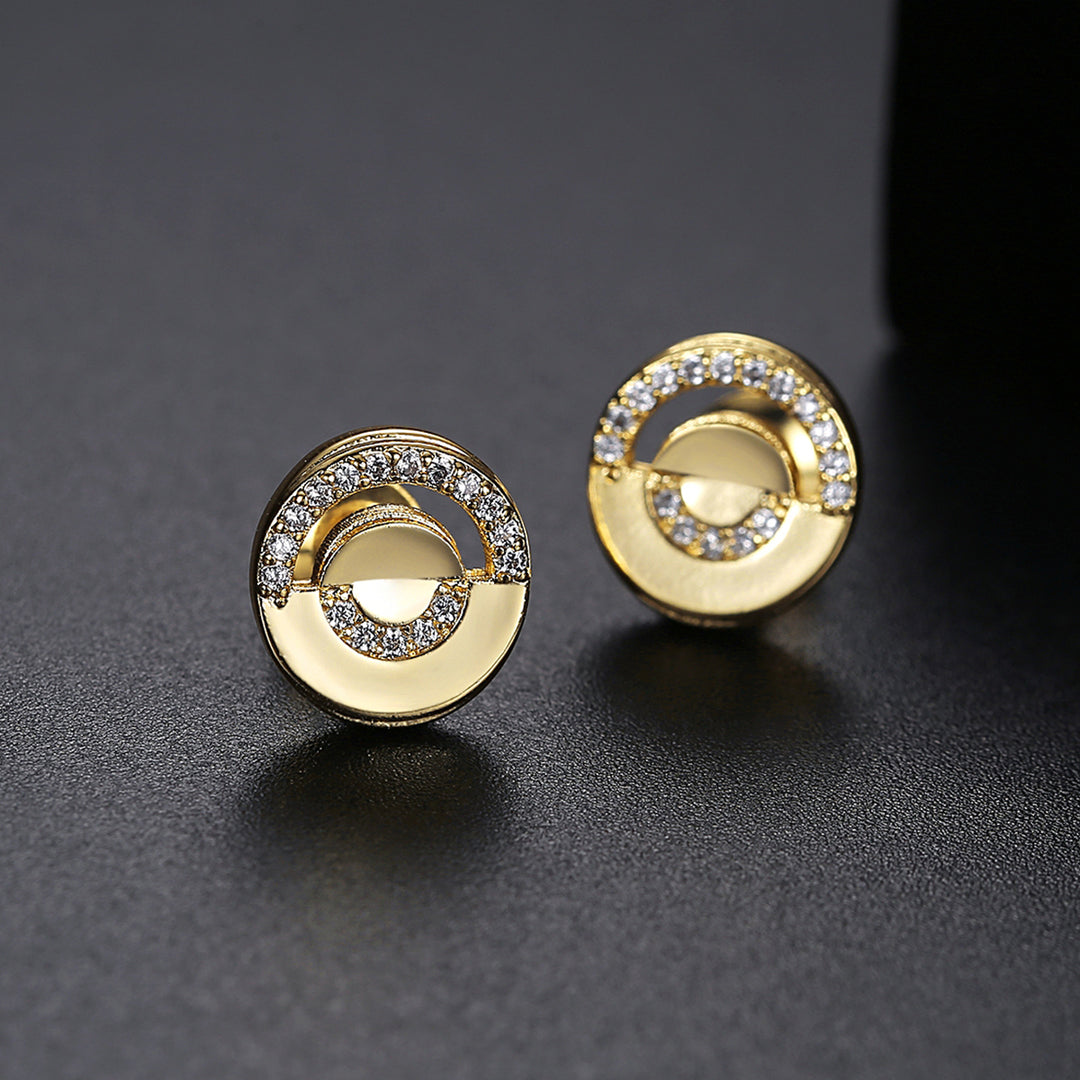 18K Gold Cubic Zircon Stud Earrings