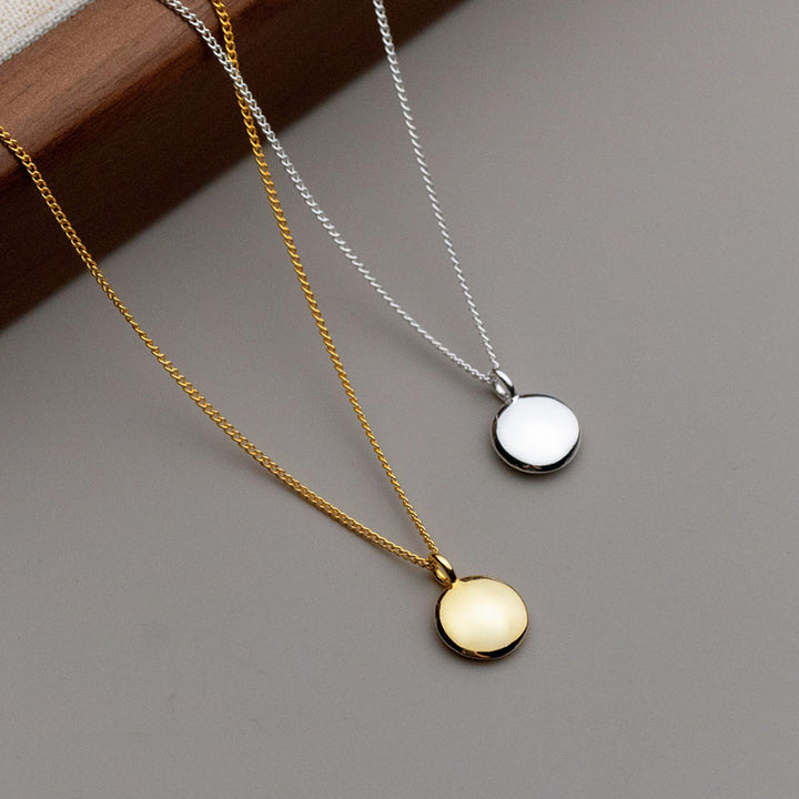 925 Sterling Silver 10MM Round Coin Pendant Necklace