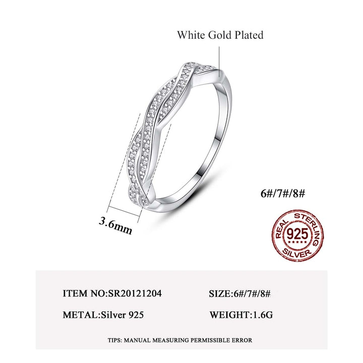 Korean Style 925 Sterling Silver Zircon Band Ring