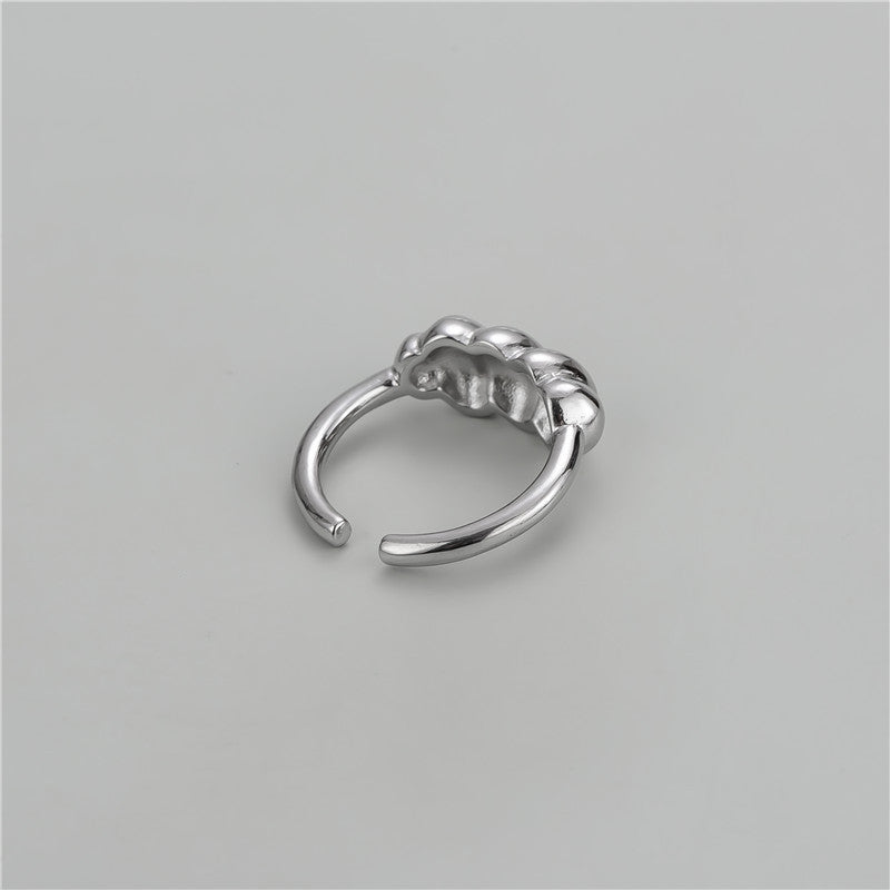 925 Sterling Silver Caterpillar Shape Twist Chunky Ring