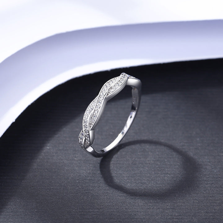 Korean Style 925 Sterling Silver Zircon Band Ring