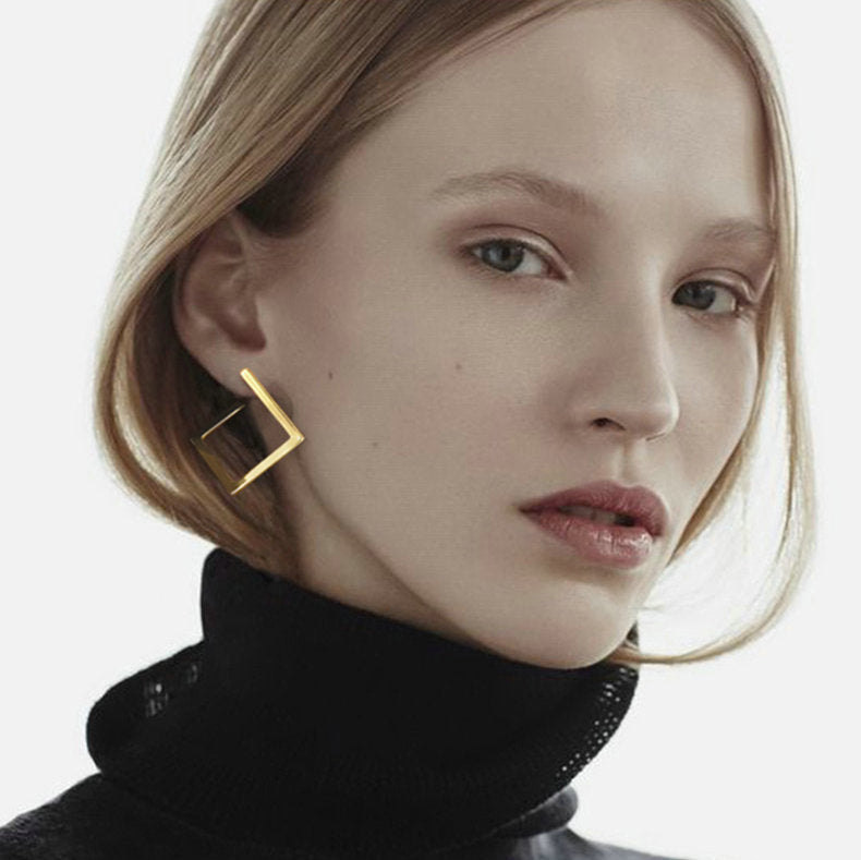 18K Gold Plated Stainless Minimalist Square Drop Earrings