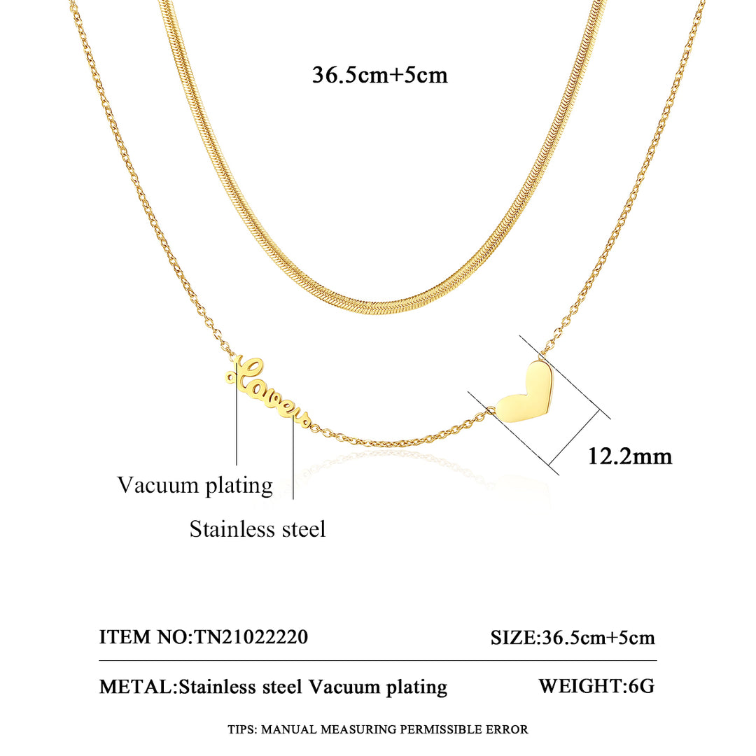 Korean Style Stainless Steel Chain Layered Heart Necklace