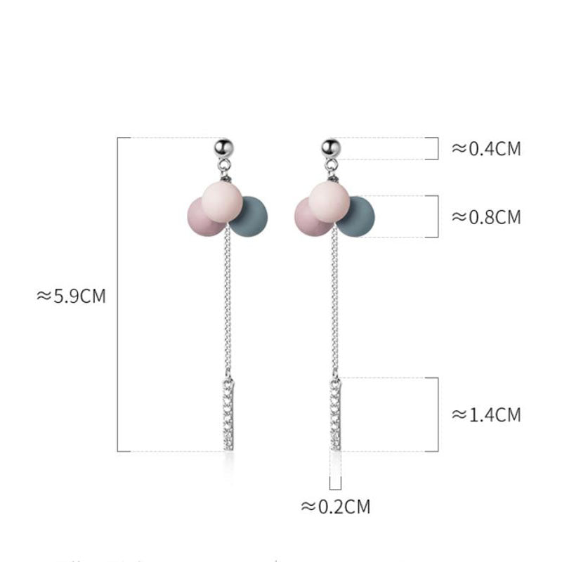 925 Sterling Silver Zircon Colorful Round Ball Stud Earrings