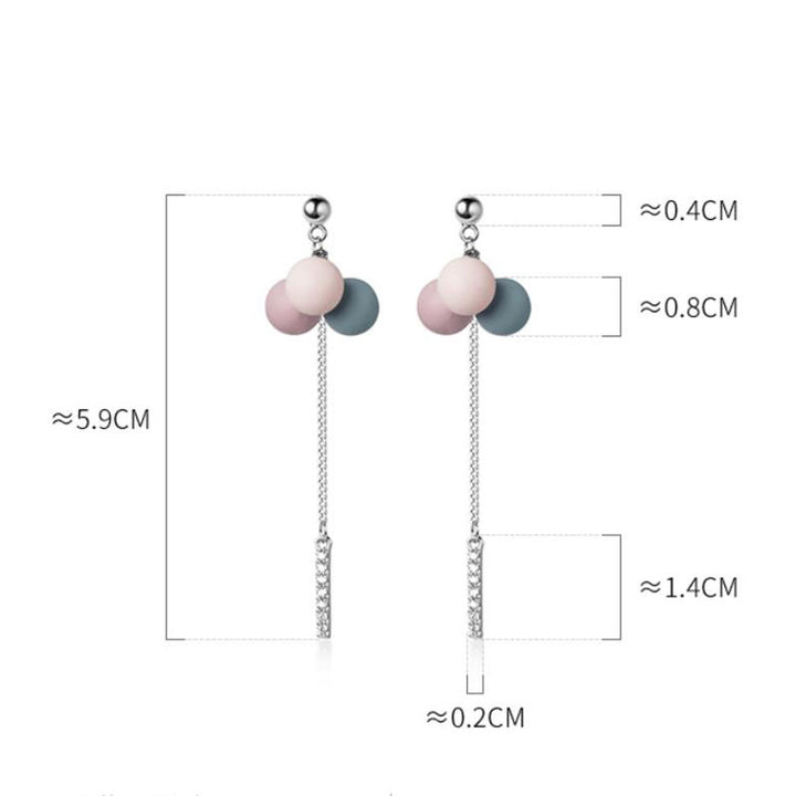 Boucles d'oreilles tige boule ronde colorée en argent sterling 925 avec zircon