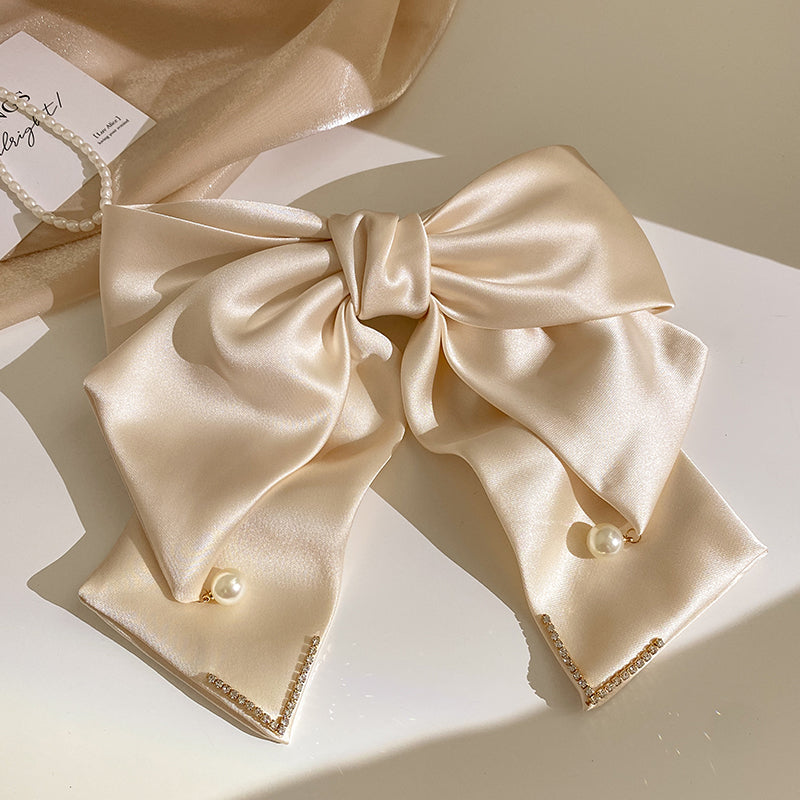 Oversized Stain Pearl Bowknot Hair Clip