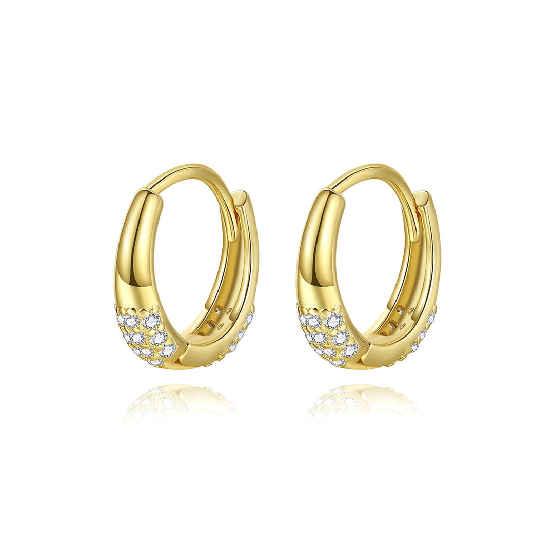 Boucles D'oreilles Clip Ovales Fines En Argent Massif 925 Plaqué Or 14K