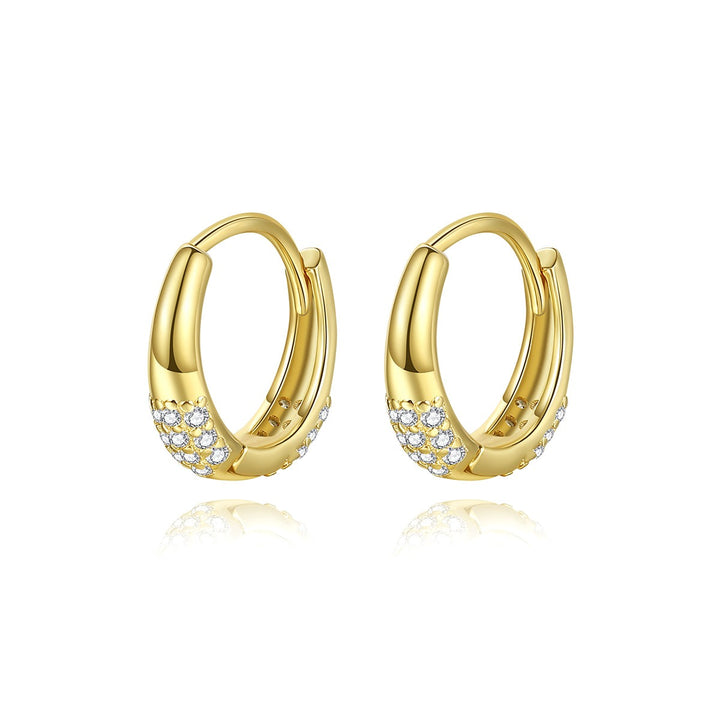 Boucles D'oreilles Clip Ovales Fines En Argent Massif 925 Plaqué Or 14K