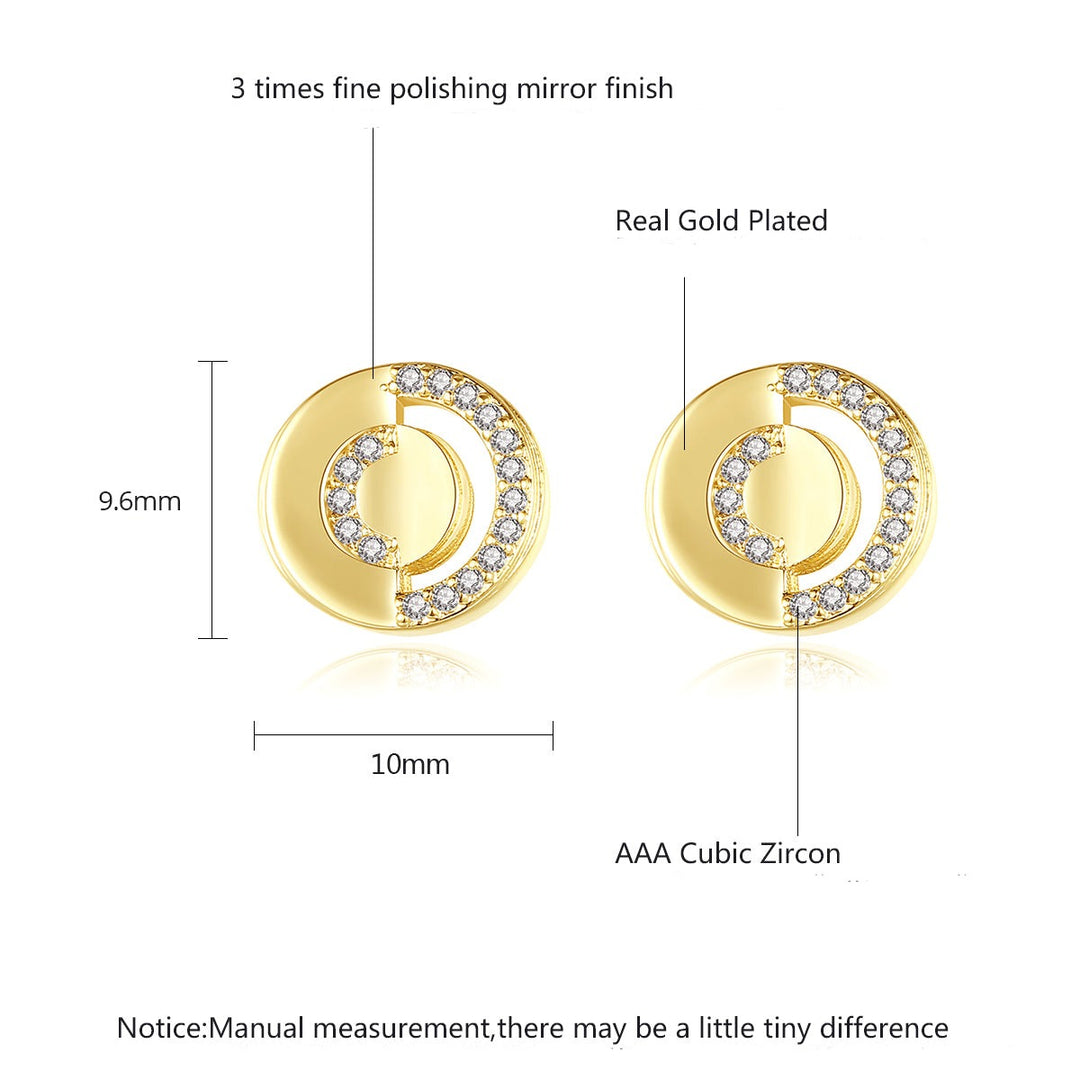 18K Gold Cubic Zircon Stud Earrings