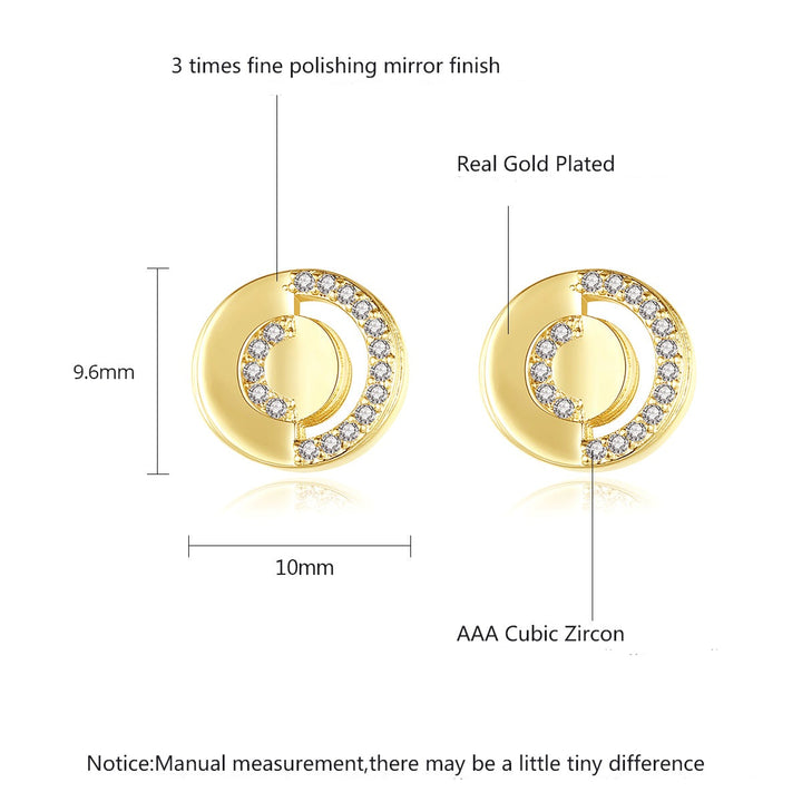 18K Gold Cubic Zircon Stud Earrings