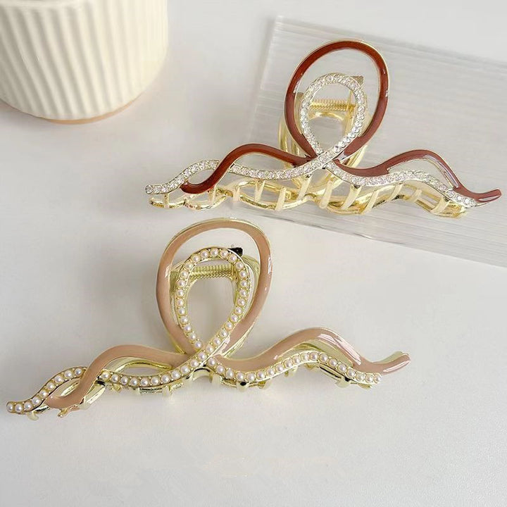 Gold Metal Bling Pearl Designer Hair Claw