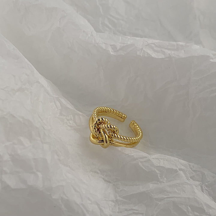 18k Gold Plated Chic Twisted Knot Shape Open Ring