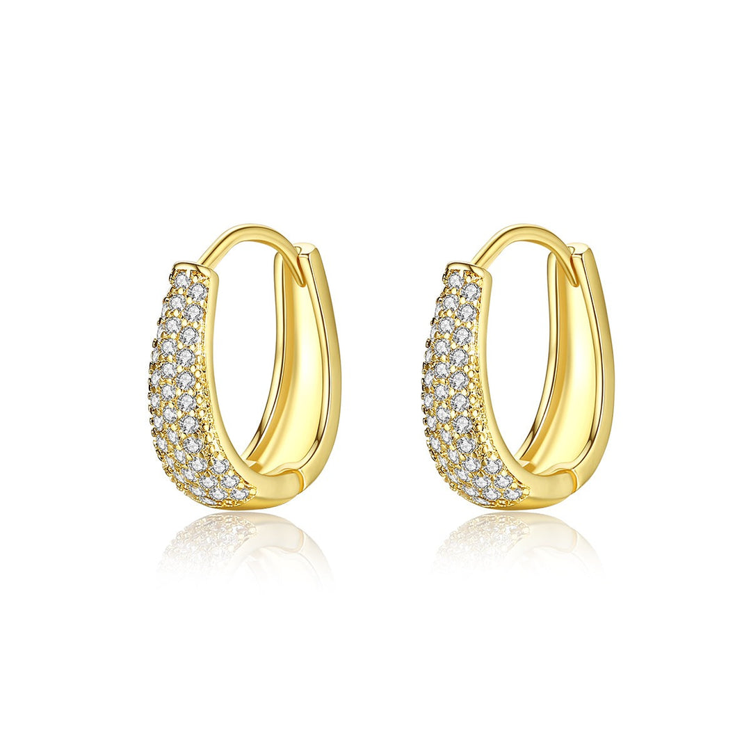 18K Gold Plated Cubic Zircon Huggie Hoop Earrings