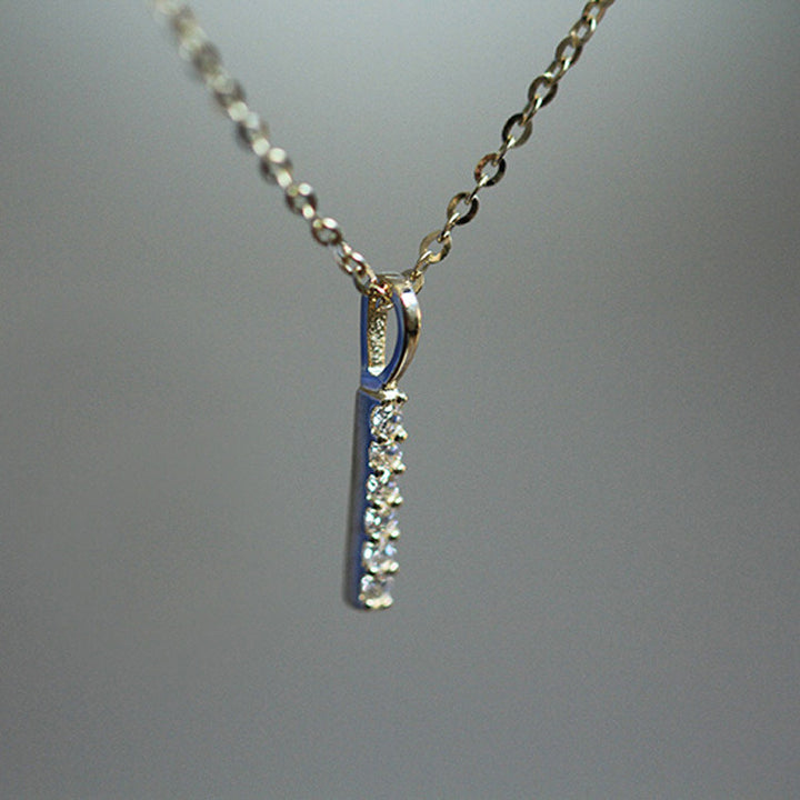 925 Sterling Silver Stick Zircon Minimalist Pendant Necklace