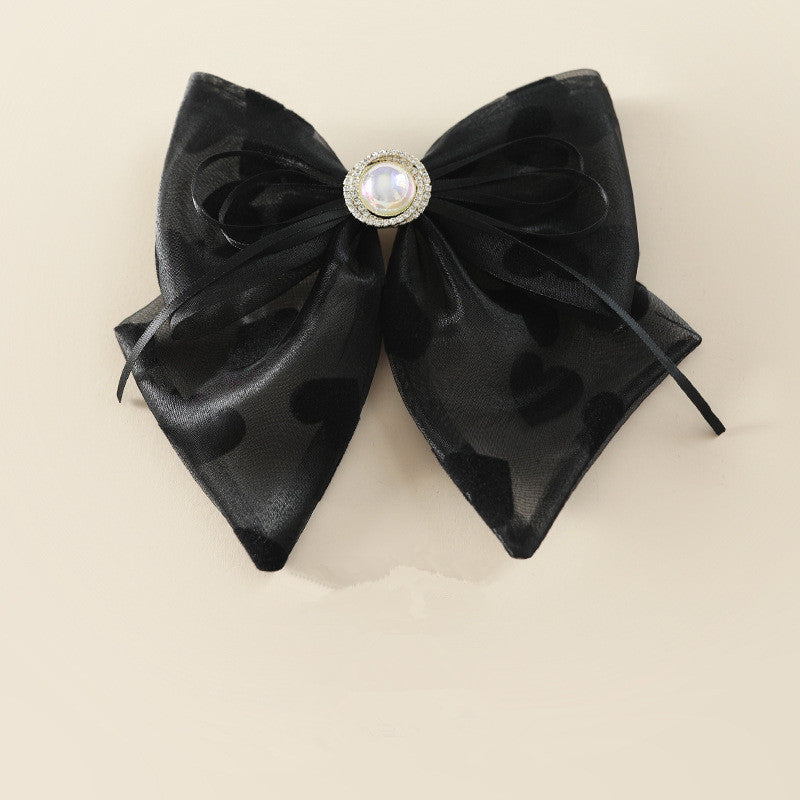 Organza Heart Bowknot Spring Clip