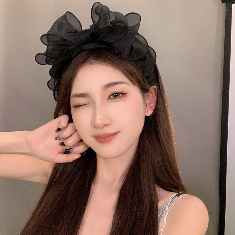 Black Mesh Bow Organza Headband