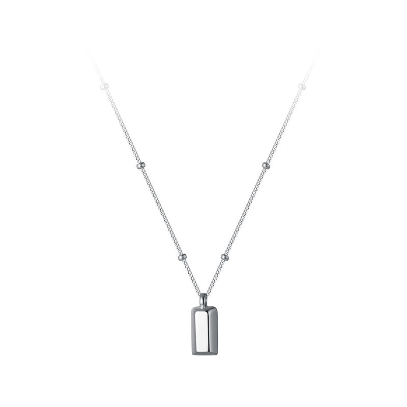 925 Sterling Silver Ball Chain Small Bricks Pendant Necklace