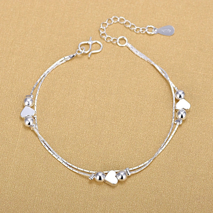 Chaîne de cheville en argent sterling 925 avec double torsion et perles