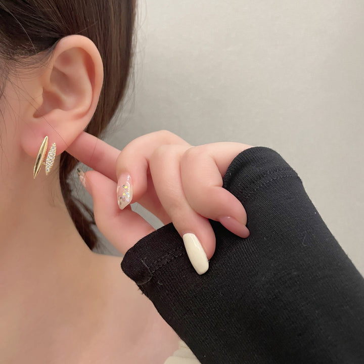 18k Gold Plated Spike Shape CZ Minimalist Stud Earrings