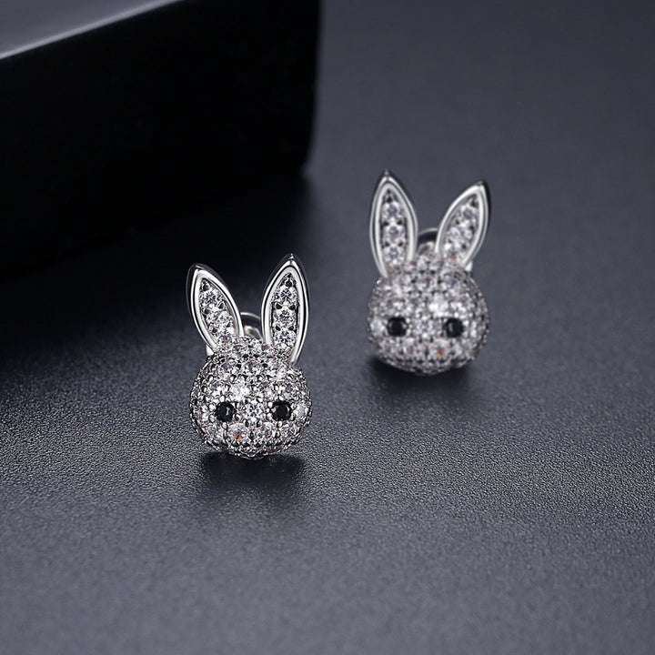 Korean Style Anti-oxidation Zircon Inlaid Cute Bunny Earrings