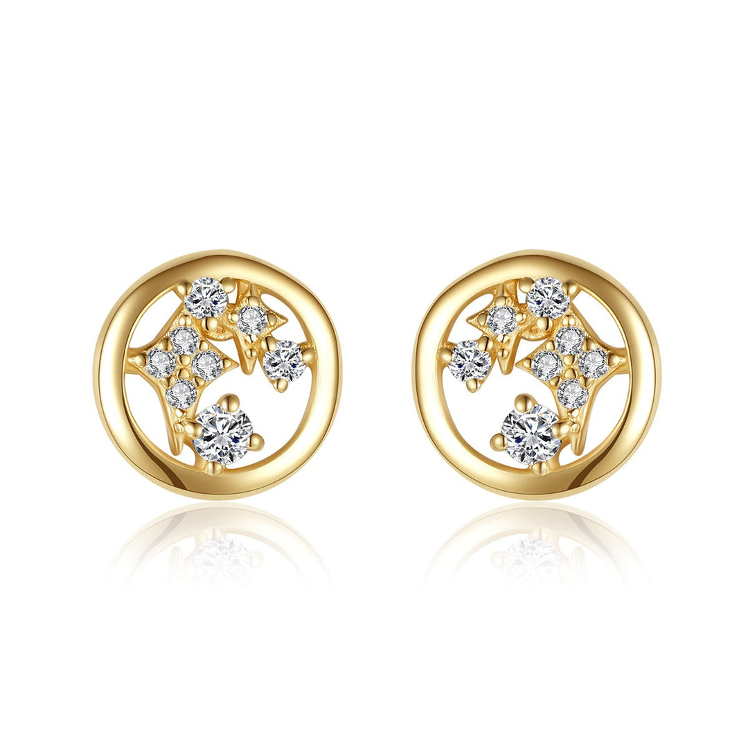 925 Sterling Silver 14K Gold Plated Small Zircon Stud Earrings