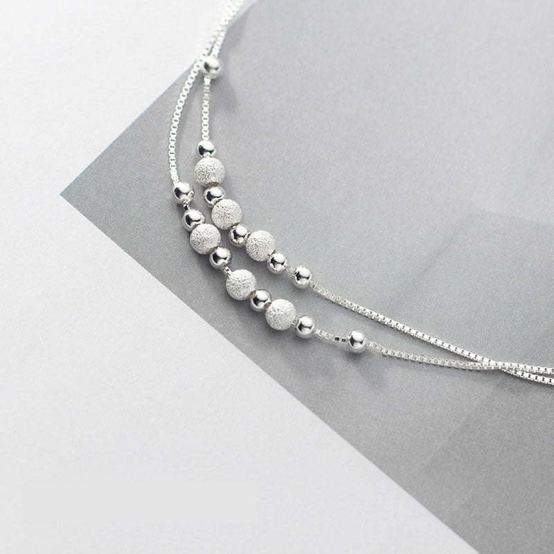 925 Sterling Silver Lucky Strand Beads Beaded Anklet