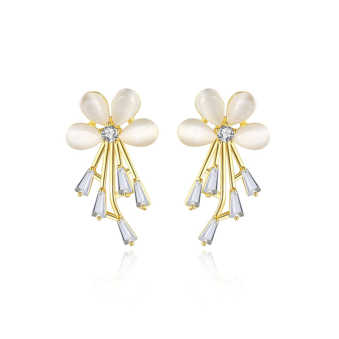 Créateur Cubic Zirconia Crystal Flower Stud Boucles d'oreilles