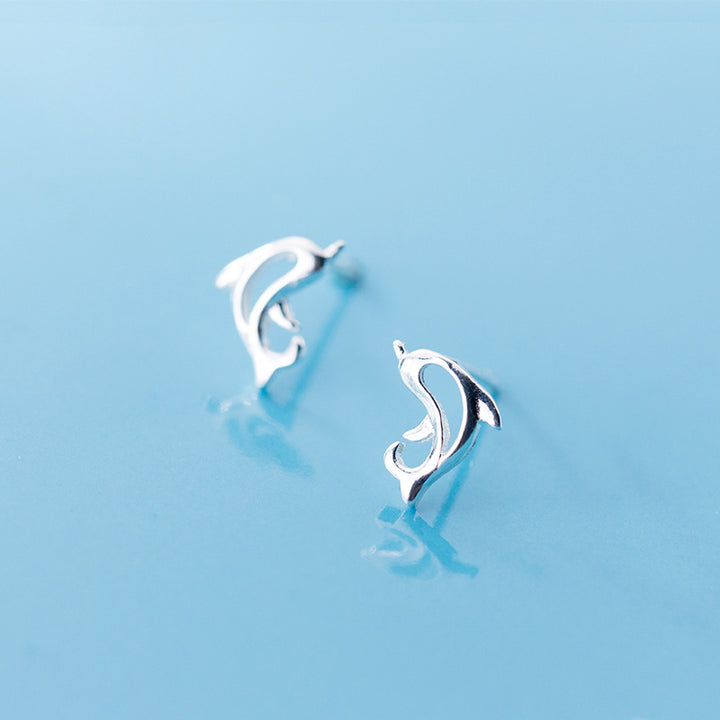 925 Sterling Silver Little Dolphin Stud Earrings