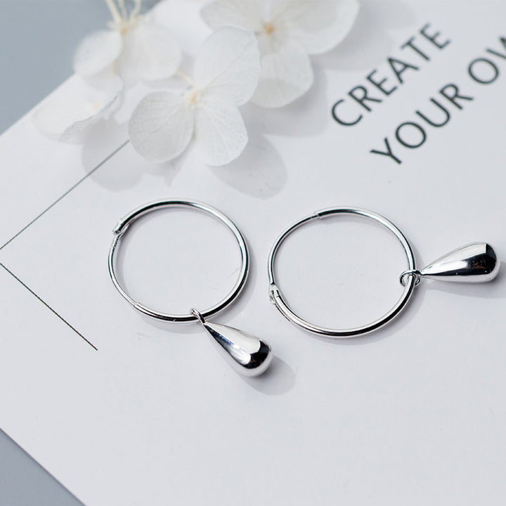 925 Sterling Silver Simple Round Drop Earrings