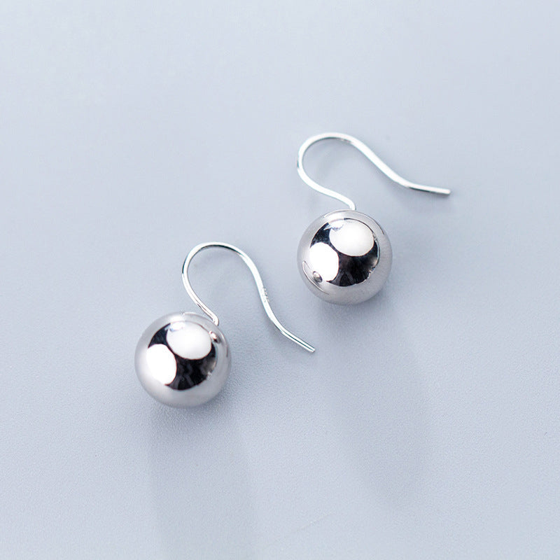 925 Sterling Silver Glossy Beads Drop Earrings