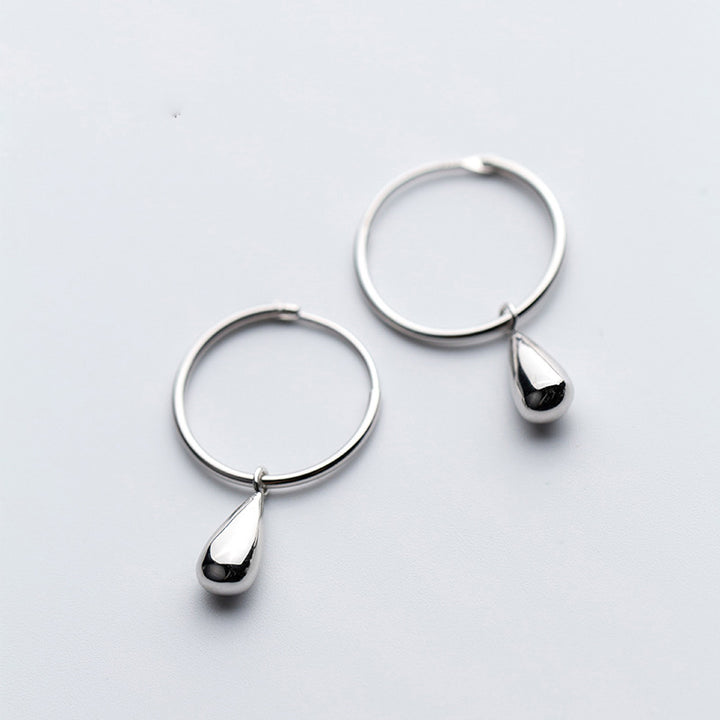 925 Sterling Silver Simple Round Drop Earrings