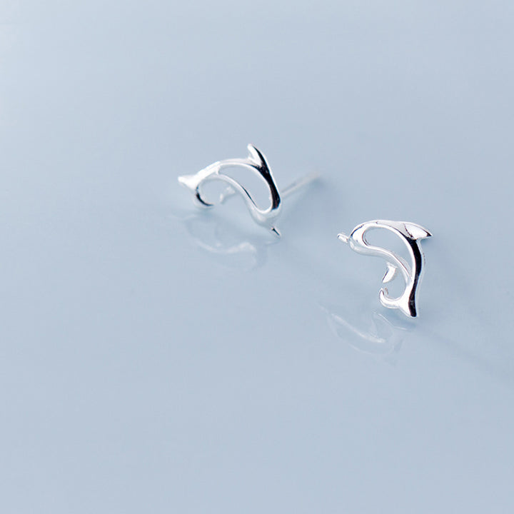 925 Sterling Silver Little Dolphin Stud Earrings