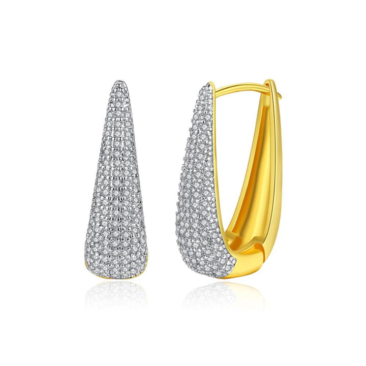 Rhodium and Real Gold Double Gold Plated Huggie Earrings