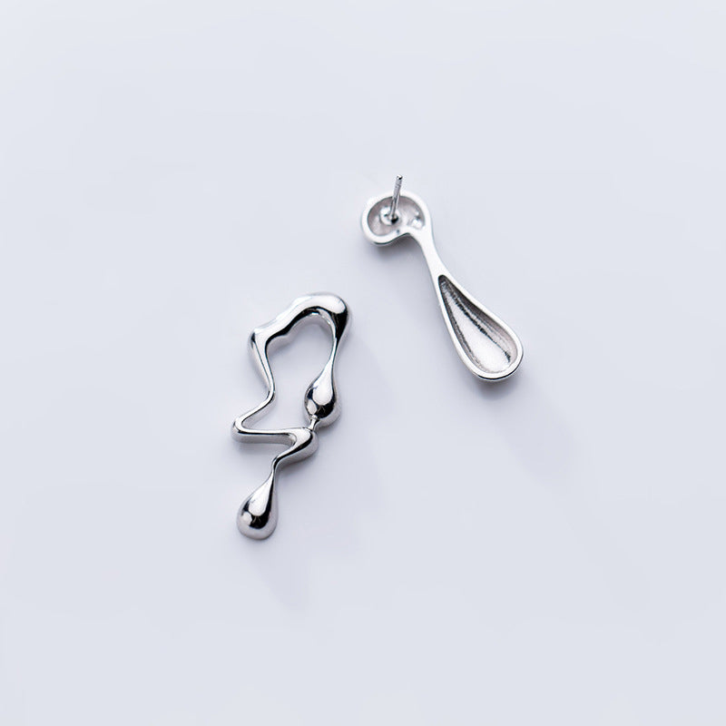 925 Sterling Silver Water Drop Irregular Stud Earrings