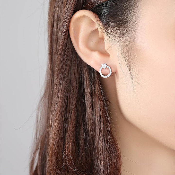 Korean Style Zircon Stone Big Round Hoop Earrings