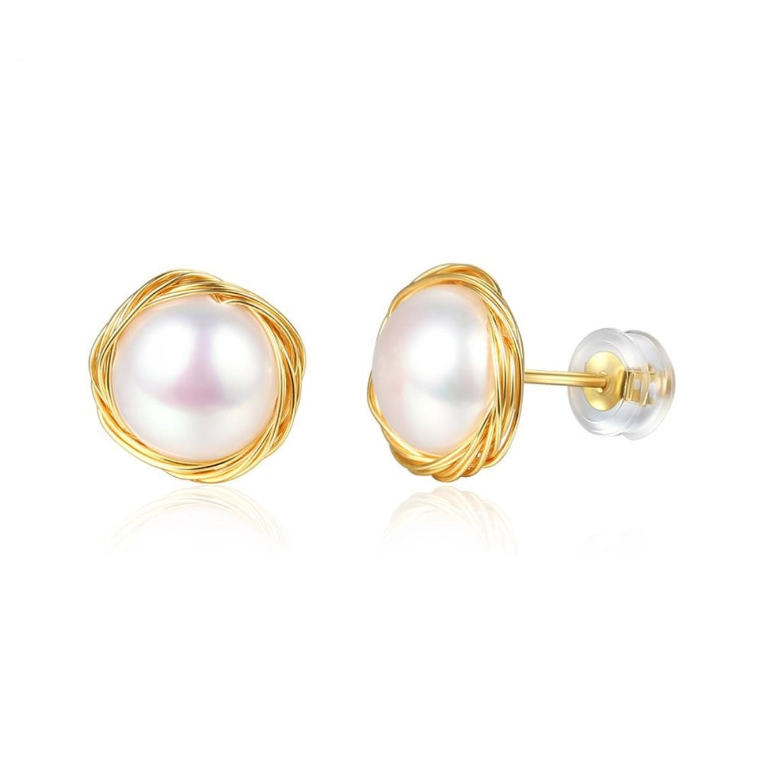 Silver Gold Plated Natural Baroque Freshwater Pearl Earrings