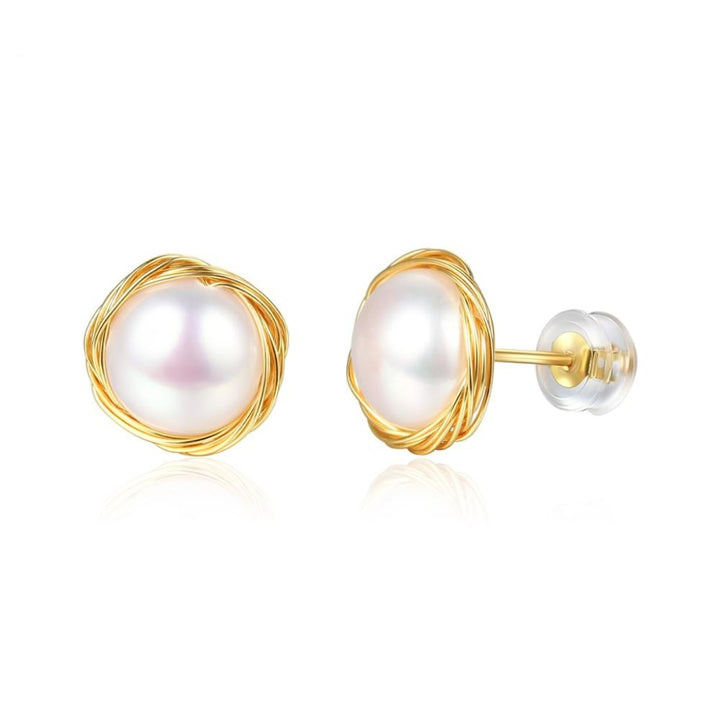 Silver Gold Plated Natural Baroque Freshwater Pearl Earrings