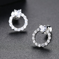 Korean Style Zircon Stone Big Round Hoop Earrings