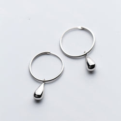 925 Sterling Silver Simple Round Drop Earrings