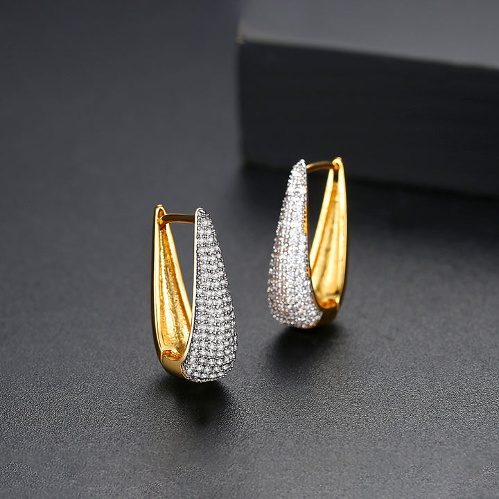 Rhodium and Real Gold Double Gold Plated Huggie Earrings