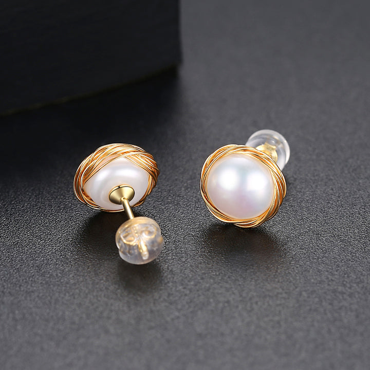 Silver Gold Plated Natural Baroque Freshwater Pearl Earrings