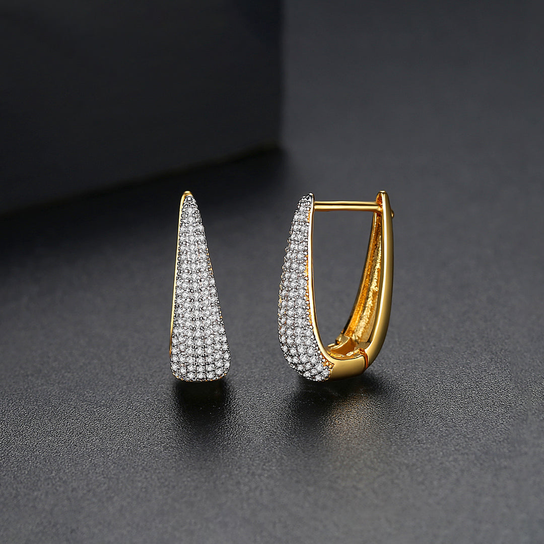 Rhodium and Real Gold Double Gold Plated Huggie Earrings