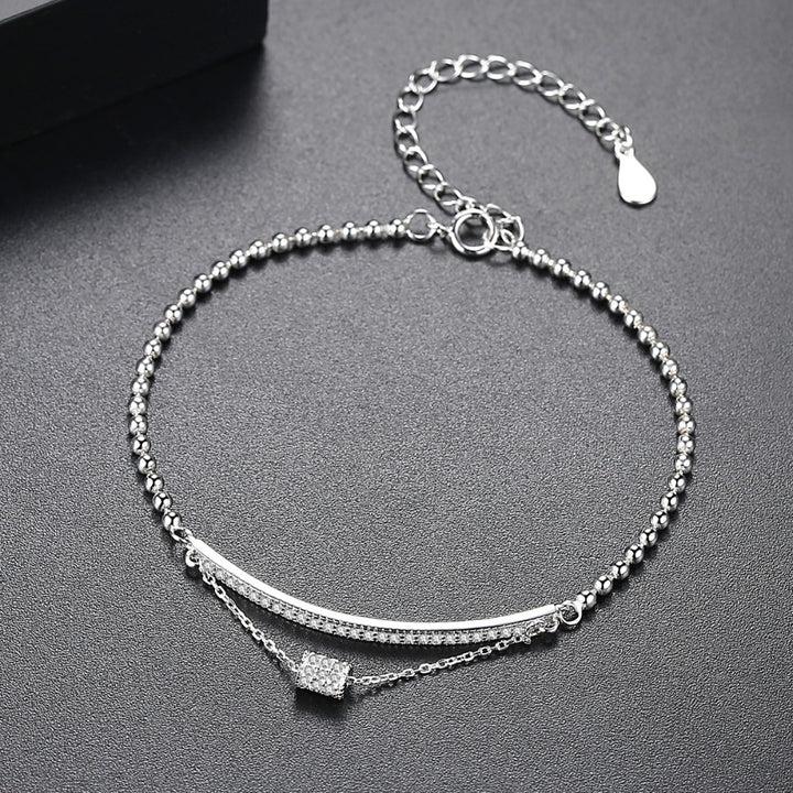 925 Sterling Silver Geometric Chain Link Adjustable Bracelet