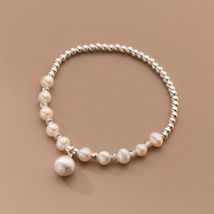 925 Sterling Silver Handmade Pearl Ball Beaded Bracelet