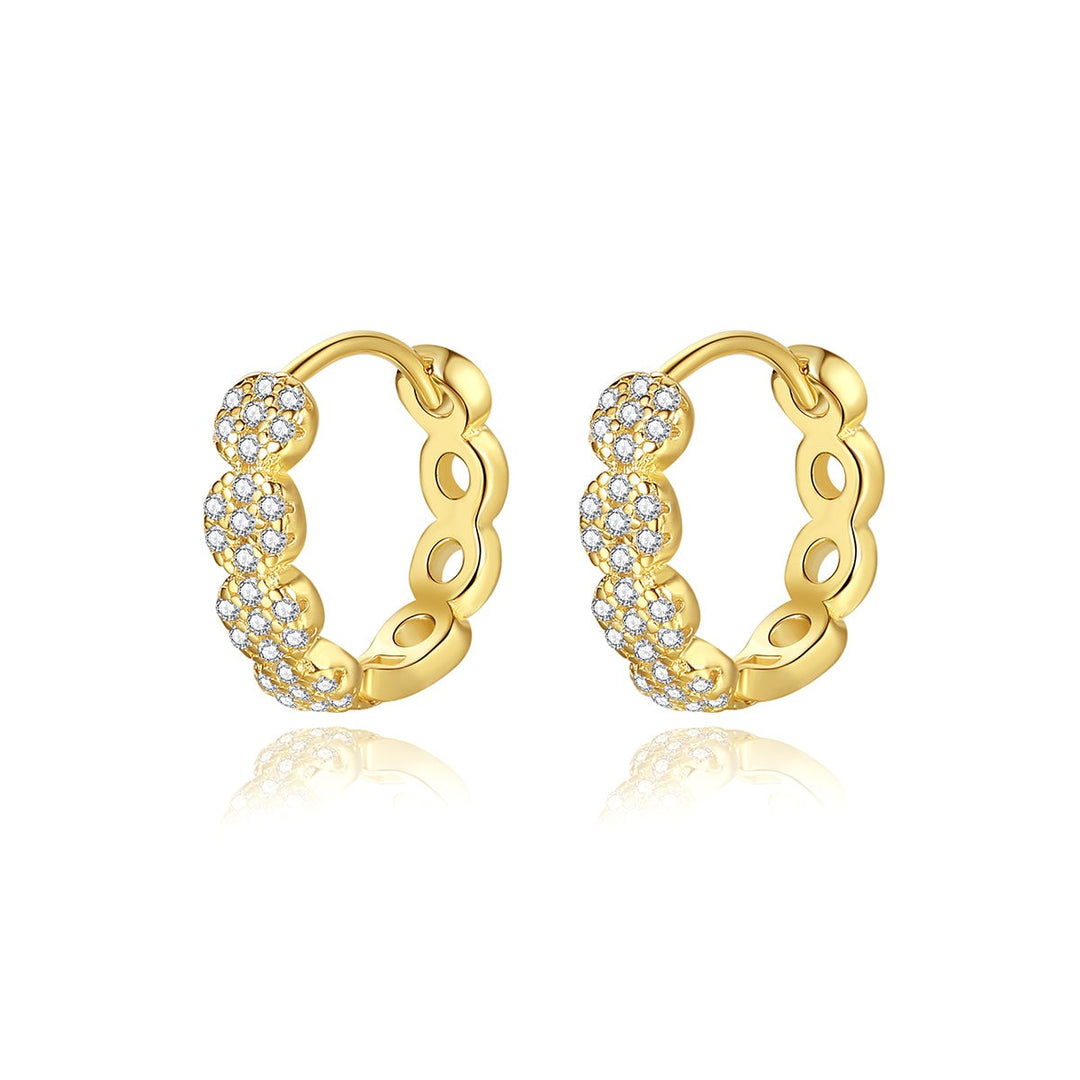 925 Sterling Silver 14K Gold Plated Cubic Zirconia Clip-On Earrings