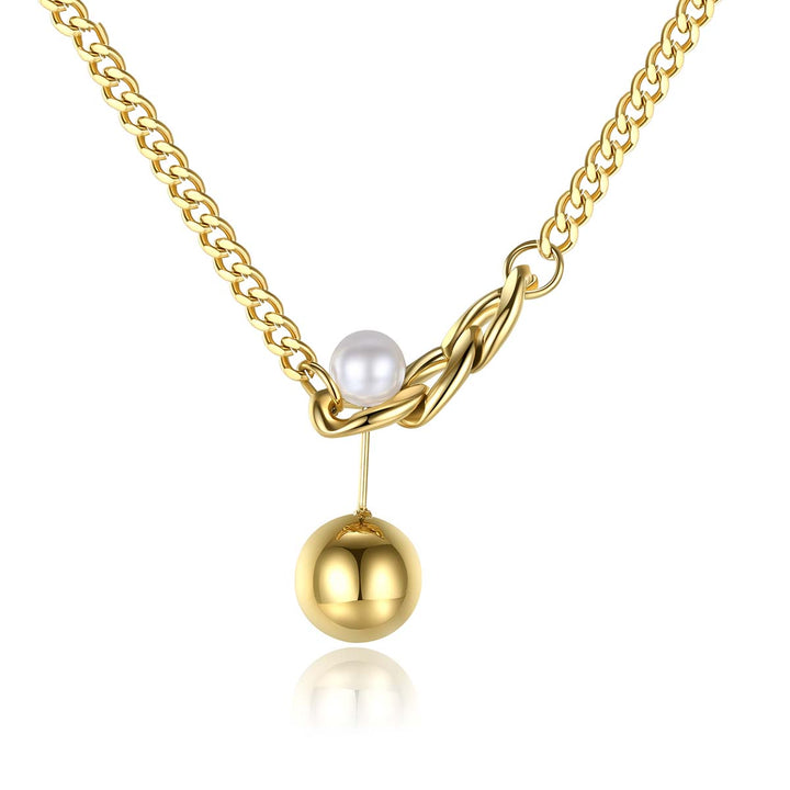 Collier à breloques avec pendentif en forme de boule en acier inoxydable de style simple